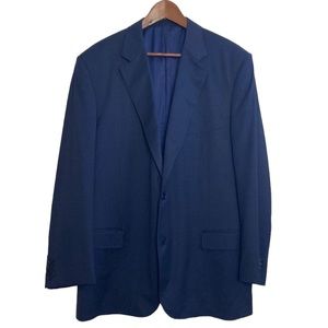 Canali Sport Coat US 48R Blue Water Resistant Wool Blazer Travel Wedding Formal